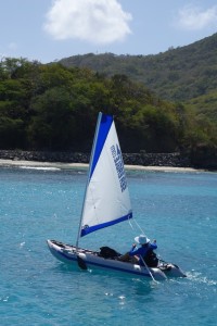 Ellen Sailing Sea Eagle Kayak in Mustique, Caribbean