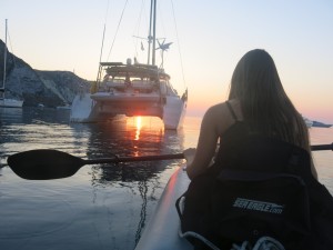 Sun rising under Golden Glow while on the kayak off of Ponza in the Mediterranean. 