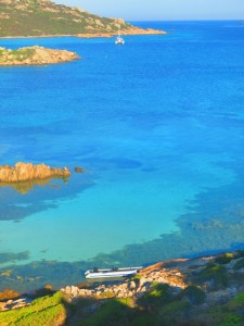 Maddalena's in Sardinia Italy with Sea Eagle Kayak in foreground