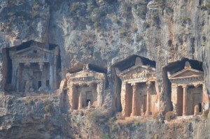 Lycian Tombs from 400BC build by the Lycians whom maintained thier language from 500BC to 300BC.